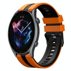 Per cinturino sportivo in silicone bicolore Amazfit 3 22mm (arancione + nero)