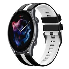Per cinturino sportivo in silicone bicolore Amazfit 3 22mm (nero + bianco)