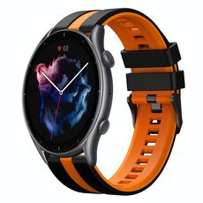 Per cinturino sportivo in silicone bicolore Amazfit 3 22mm (nero + arancione)