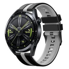 Per cinturino sportivo in silicone bicolore Amazfit 3 22mm (nero + grigio)