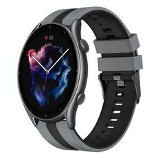 Per cinturino sportivo in silicone bicolore Amazfit 3 22mm (grigio + nero)