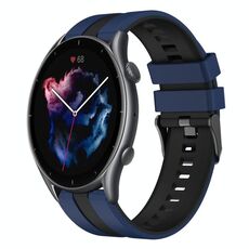 Per cinturino sportivo in silicone bicolore Amazfit 3 22mm (blu + nero)
