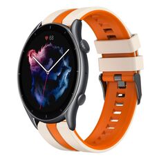 Per Amazfit 3 22mm cinturino sportivo in silicone bicolore (Starlight + arancione)