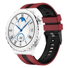 Per Huawei Watch GT3 Pro 43mm 20mm Cinturino sportivo in silicone bicolore (rosso+nero)