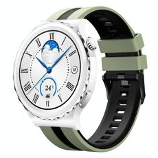 Per Huawei Watch GT3 Pro 43mm 20mm cinturino sportivo in silicone bicolore (verde chiaro + nero)