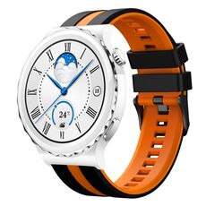 Per Huawei Watch GT3 Pro 43mm 20mm cinturino sportivo in silicone bicolore (nero + arancione)