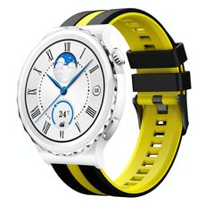 Per Huawei Watch GT3 Pro 43mm 20mm cinturino sportivo in silicone bicolore (nero + giallo)