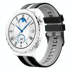 Per Huawei Watch GT3 Pro 43mm 20mm cinturino sportivo in silicone bicolore (nero + grigio)