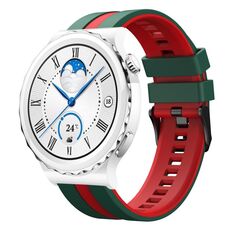 Per Huawei Watch GT3 Pro 43mm 20mm Cinturino sportivo in silicone bicolore (verde + rosso)