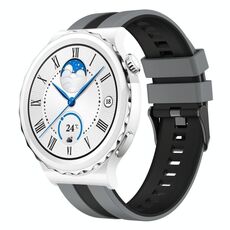 Per Huawei Watch GT3 Pro 43mm 20mm cinturino sportivo in silicone bicolore (grigio + nero)