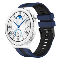 Per Huawei Watch GT3 Pro 43mm 20mm cinturino sportivo in silicone bicolore (blu + nero)