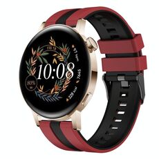 Per Huawei Watch GT3 42mm 20mm cinturino sportivo in silicone bicolore (rosso + nero)