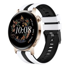 Per Huawei Watch GT3 42mm 20mm cinturino sportivo in silicone bicolore (bianco + nero)