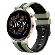 Per Huawei Watch GT3 42mm 20mm cinturino sportivo in silicone bicolore (verde chiaro + nero)