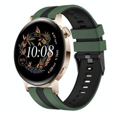 Per Huawei Watch GT3 42mm 20mm cinturino sportivo in silicone bicolore (verde oliva + nero)