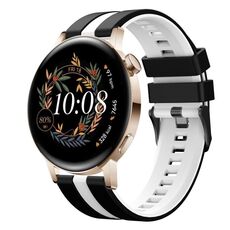 Per Huawei Watch GT3 42mm 20mm cinturino sportivo in silicone bicolore (nero + bianco)