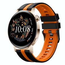Per Huawei Watch GT3 42mm 20mm Cinturino sportivo in silicone bicolore (nero+arancione)