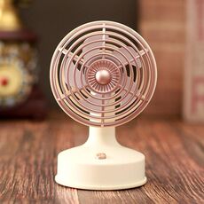 Retro Desktop USB Charging Piccolo Ventilatore 90 gradi Angolo regolabile Ventilatore (bianco latte)
