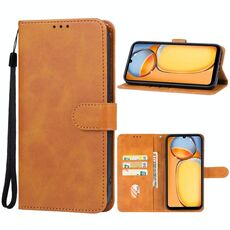 Per la custodia in pelle Redmi 14C 4G (marrone)