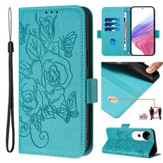 Custodia per telefono antifurto in pelle RFID rosa goffrata per vivo S19 Pro (azzurro)