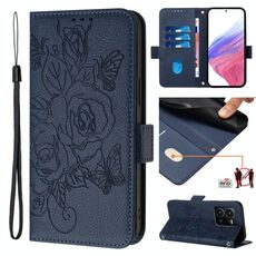 Custodia per telefono antifurto in pelle RFID rosa goffrata per vivo Y77 5G Global / Y77e 5G (blu scuro)