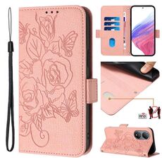 Custodia per telefono antifurto in pelle RFID rosa goffrata globale per vivo Y100 5G (rosa)