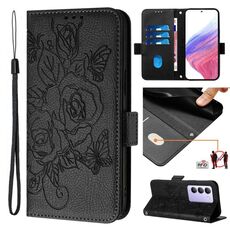 Custodia per telefono antifurto in pelle RFID rosa goffrata per vivo V30 Lite 5G India / V40 SE 5G (nero)