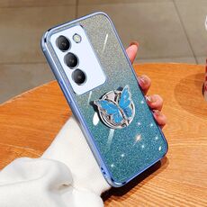 Per vivo Y100 IDN placcato gradiente glitter farfalla supporto TPU custodia per telefono (blu Sierra)