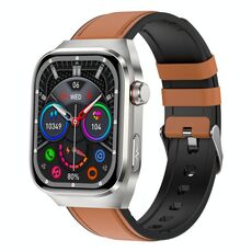 L'orologio intelligente con cinturino in pelle con schermo LCD TK16 da 2,04 pollici supporta il monitoraggio della salute (marrone)
