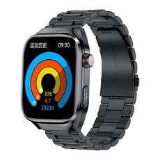 L'orologio intelligente con cinturino in acciaio con schermo LCD TK16 da 2,04 pollici supporta il monitoraggio della salute (nero)