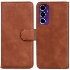 Per Samsung Galaxy S24 FE 5G Skin Feel Custodia in pelle flip in puro colore (marrone)