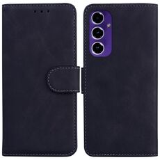 Per Samsung Galaxy S24 FE 5G Custodia per telefono in pelle con vibrazione in puro colore Skin Feel (nera)