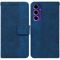 Custodia per telefono in pelle goffrata geometrica per Samsung Galaxy S24 FE 5G (blu)