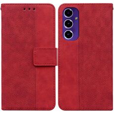 Custodia per telefono in pelle goffrata geometrica per Samsung Galaxy S24 FE 5G (rossa)