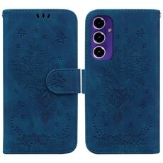 Custodia per telefono in pelle goffrata rosa farfalla per Samsung Galaxy S24 FE 5G (blu)