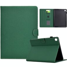 Per Samsung Galaxy Tab A9 Custodia in pelle Smart Tablet con struttura in fibra di colore solido (verde)