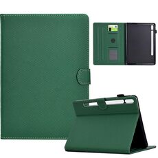 Per Samsung Galaxy Tab S7 / S8 Custodia in pelle Smart Tablet con struttura in fibra di colore solido (verde)