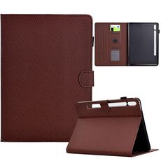 Per Samsung Galaxy Tab S9 / S9 FE Custodia in pelle Smart Tablet con struttura in fibra di colore solido (marrone)