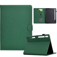 Per Samsung Galaxy Tab S9 / S9 FE Custodia in pelle Smart Tablet con struttura in fibra di colore solido (verde)