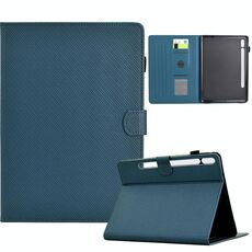 Custodia in pelle Smart Tablet con struttura in fibra di colore solido per Samsung Galaxy Tab S9 / S9 FE (blu reale)