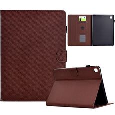 Per Samsung Galaxy Tab A 10.1 2019 Custodia in pelle Smart Tablet con struttura in fibra di colore solido (marrone)