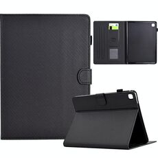 Per Samsung Galaxy Tab A 10.1 2019 Custodia in pelle per tablet intelligente con trama in fibra di colore solido (nero)