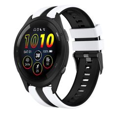 Per cinturino in silicone sportivo bicolore Garmin Forerunner 265 da 22 mm (bianco + nero)