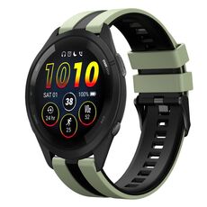 Per cinturino in silicone sportivo bicolore Garmin Forerunner 265 da 22 mm (verde chiaro + nero)