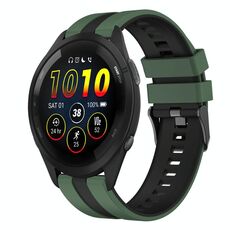 Per cinturino sportivo in silicone bicolore Garmin Forerunner 265 da 22 mm (verde oliva + nero)