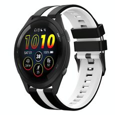 Per cinturino in silicone sportivo bicolore Garmin Forerunner 265 da 22 mm (nero + bianco)