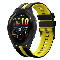Per cinturino in silicone sportivo bicolore Garmin Forerunner 265 da 22 mm (nero + giallo)