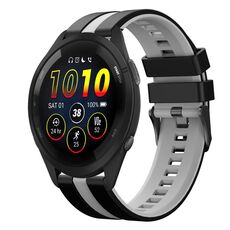Per cinturino in silicone sportivo bicolore Garmin Forerunner 265 da 22 mm (nero + grigio)