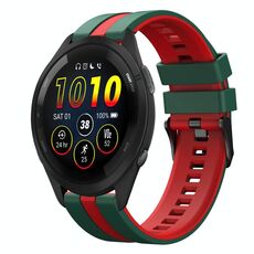 Per cinturino in silicone sportivo bicolore Garmin Forerunner 265 da 22 mm (verde + rosso)