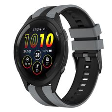 Per cinturino in silicone sportivo bicolore Garmin Forerunner 265 da 22 mm (grigio + nero)